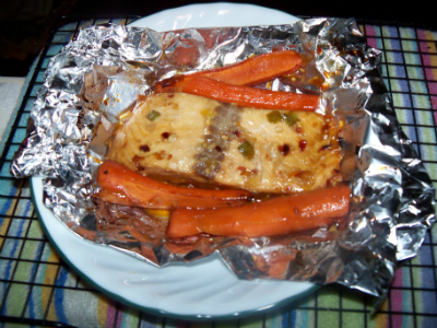 Asian Glazed Salmon with Roasted Carrots